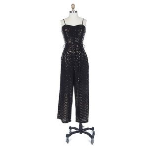 V-Neck Sequined Jumpsuit with tie